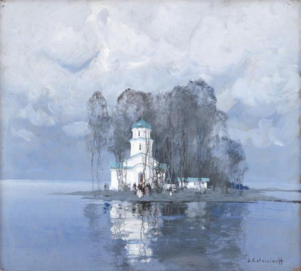 Church On An Island by Stepan Kolesnikov Oil Painting Reproductions