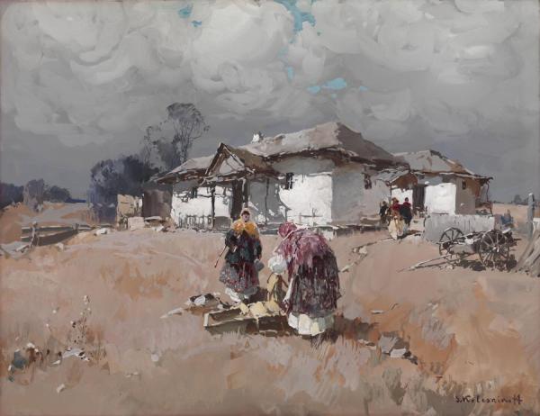 Two Peasants by Stepan Kolesnikov Oil Painting Reproductions