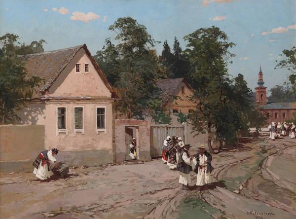 Village Scene by Stepan Kolesnikov Oil Painting Reproductions
