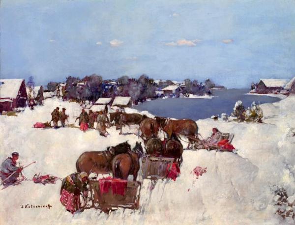 Winter Market by Stepan Kolesnikov Oil Painting Reproductions