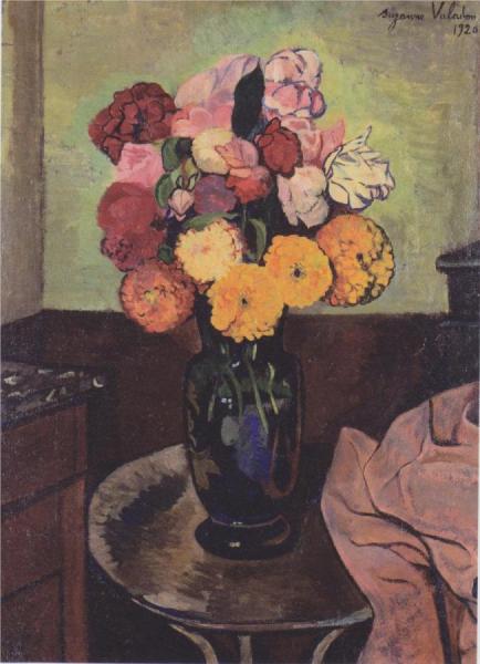 Suzanne Valadon Flower Vase On A Round Table