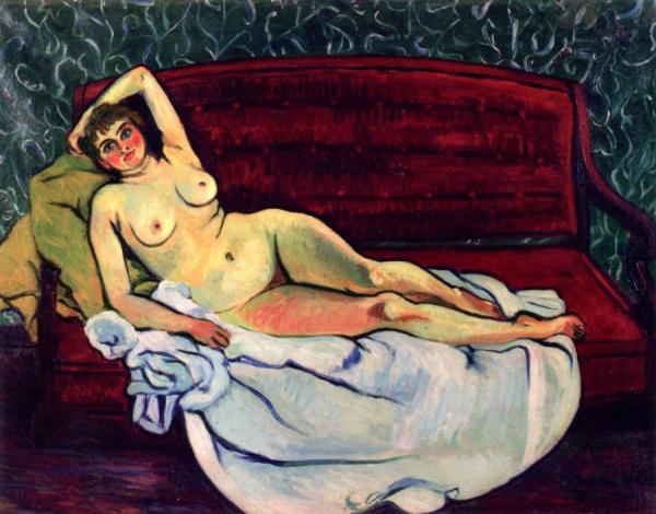 Suzanne Valadon Nude Reclining On A Sofa