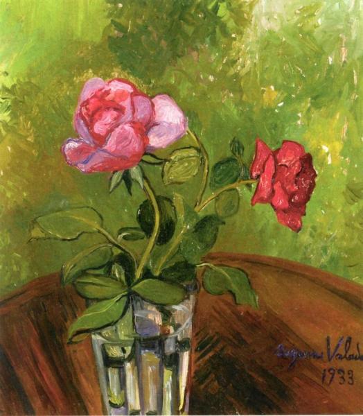 Two Roses In A Glass by Suzanne Valadon