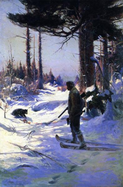 The Trapper by Sydney Mortimer Laurence Oil Painting Reproductions