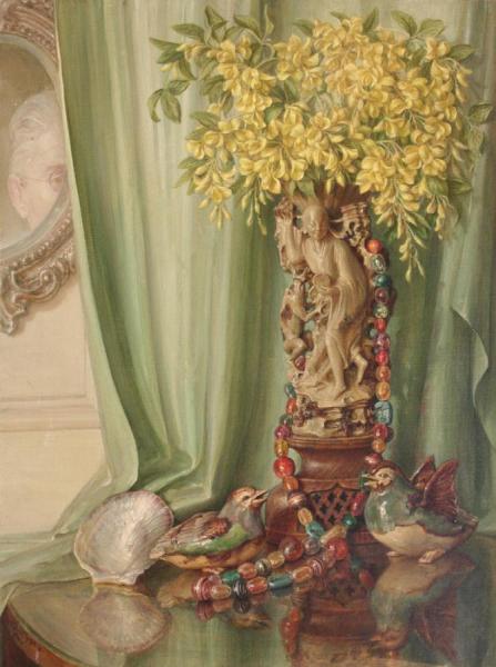 Still Life And Self Portrait by Talbot Hughes