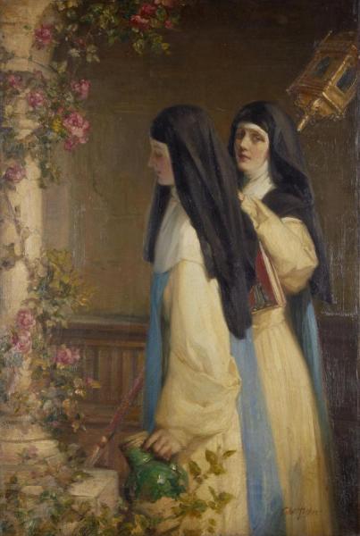 Two Nuns In A Cloister by Talbot Hughes