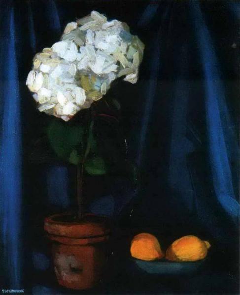Bouquet Of Hortensias And Lemon by Tamara De Lempicka