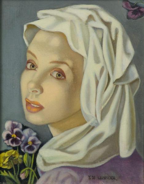 Girl With Pansies by Tamara De Lempicka