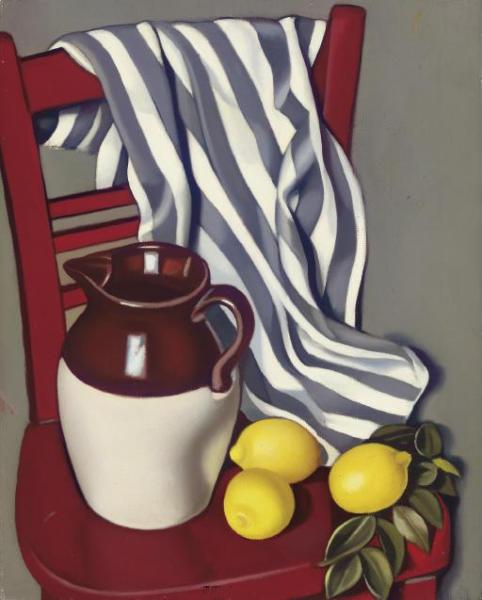 Pitcher And Lemons On A Chair by Tamara De Lempicka