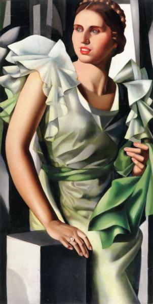 Tamara De Lempicka Portrait Of A Young Woman With A Square Column