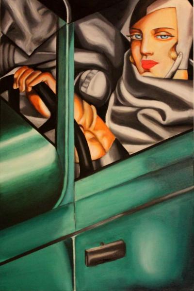 Self-portrait In The Green Bugatti by Tamara De Lempicka