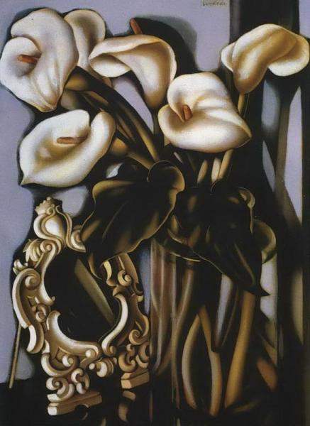 Still Life With Arums And Mirror by Tamara De Lempicka
