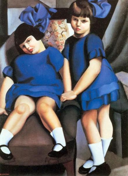 Two Little Girls With Ribbons by Tamara De Lempicka