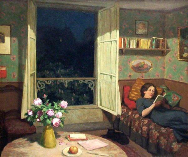Vilma Reading On A Sofa by Tavik Frantisek Simon