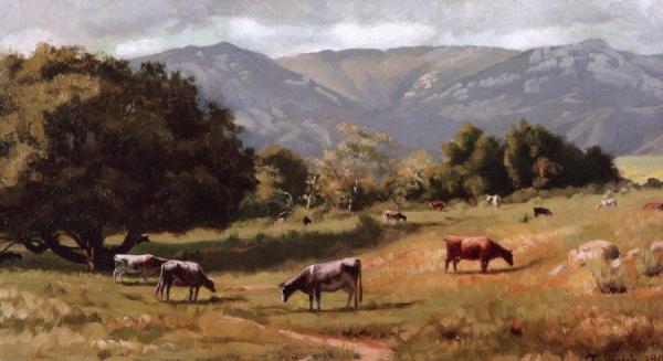 Cows Grazing by Thaddeus Welch Oil Painting Reproductions