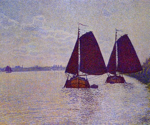 Barges On The River Scheldt by Theo Van Rysselberghe