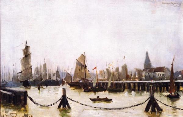 Boats In The Harbour by Theo Van Rysselberghe