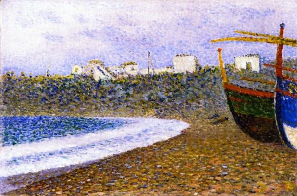 Boats On The Shore by Theo Van Rysselberghe