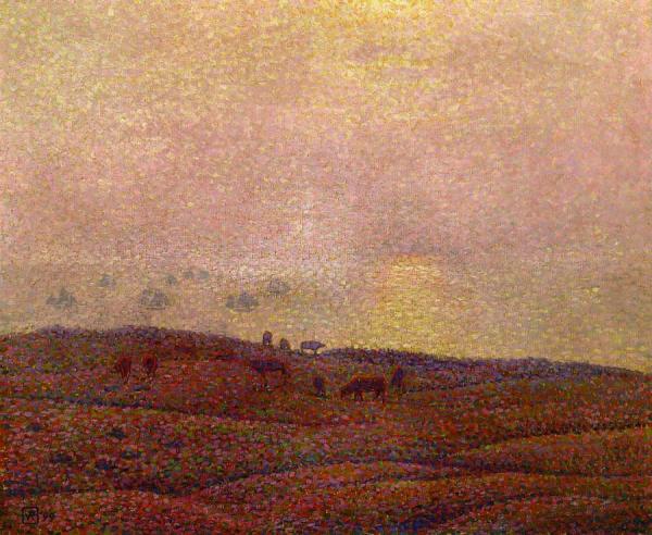Cows In A Landscape by Theo Van Rysselberghe