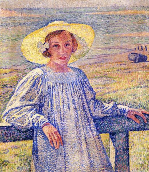 Elisaeth Van Rysselberghe In A Straw Hat by Theo Van Rysselberghe