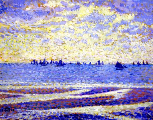 Fishing Boats In Boulogne by Theo Van Rysselberghe
