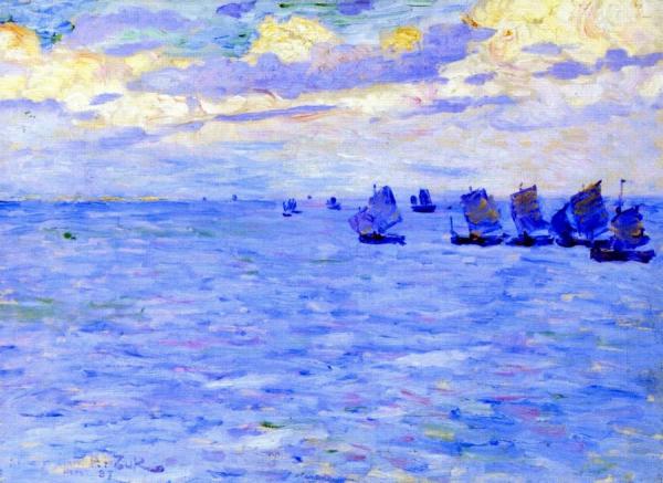 Fishing Boats Setting Sail by Theo Van Rysselberghe