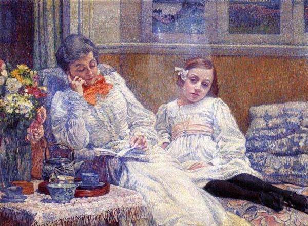 Madame Theo Van Rysselberghe And Her Daughter by Theo Van Rysselberghe