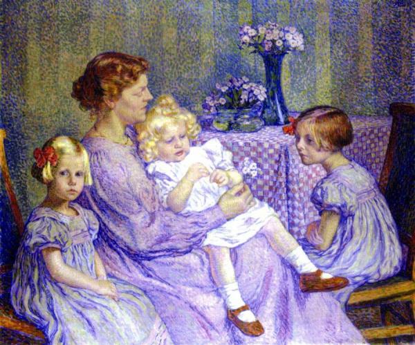 Madame Van De Velde And Her Children by Theo Van Rysselberghe