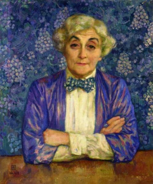 Madame Van Rysselberghe In A Chedkered Bow Tie by Theo Van Rysselberghe