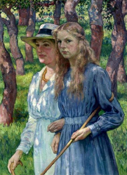 Mrs. Schlumberger And Her Daughter by Theo Van Rysselberghe