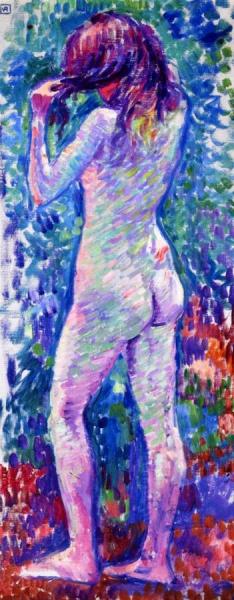 Nude From Behind, Fixing Her Hair by Theo Van Rysselberghe