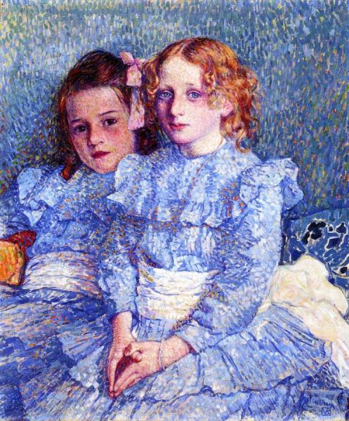 Portrait Of Helene And Michette Guinotte by Theo Van Rysselberghe