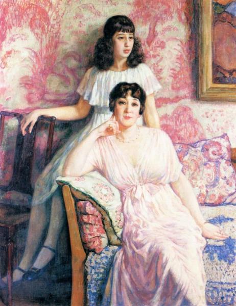 Portrait Of Madame Boivin And Her Daughter Pierrette by Theo Van Rysselberghe