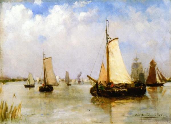 Sailing Boats On A River by Theo Van Rysselberghe