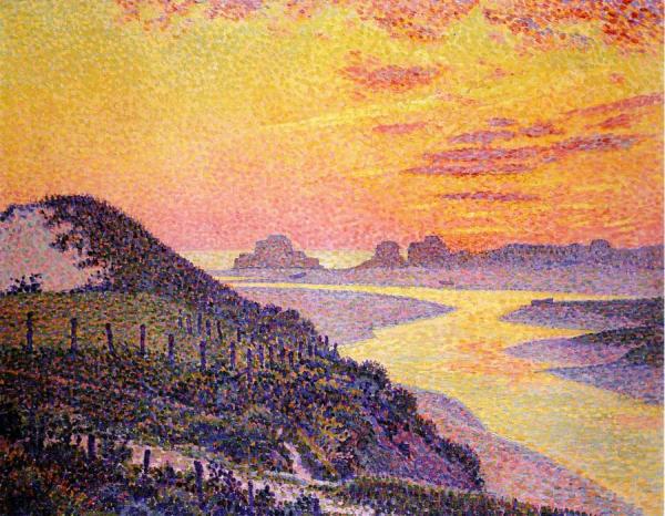 Sunset At Ambletsuse, Pas-de-calais by Theo Van Rysselberghe
