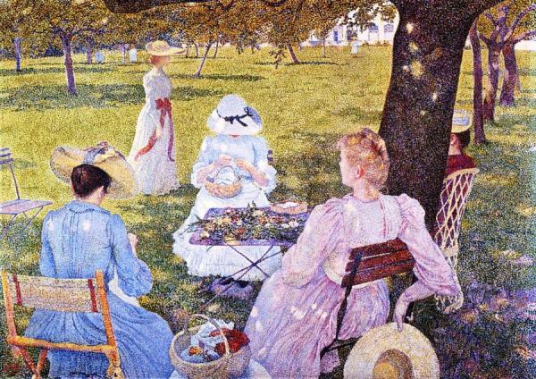 The Family In An Orchard by Theo Van Rysselberghe