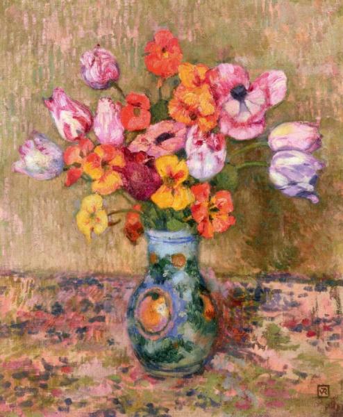 Tulipes And Nasturtiums by Theo Van Rysselberghe