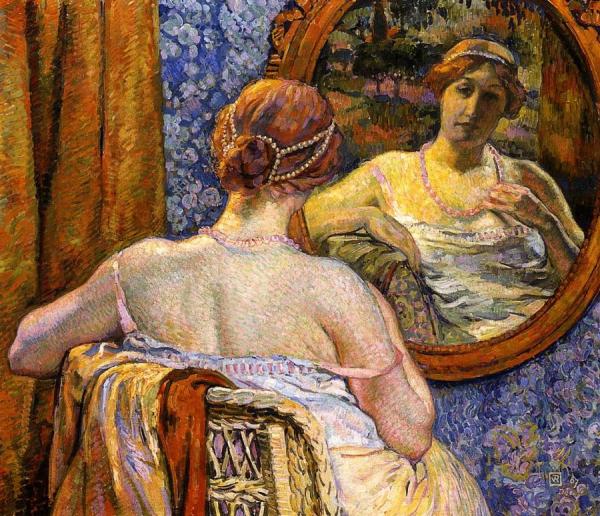 Woman At A Mirror by Theo Van Rysselberghe