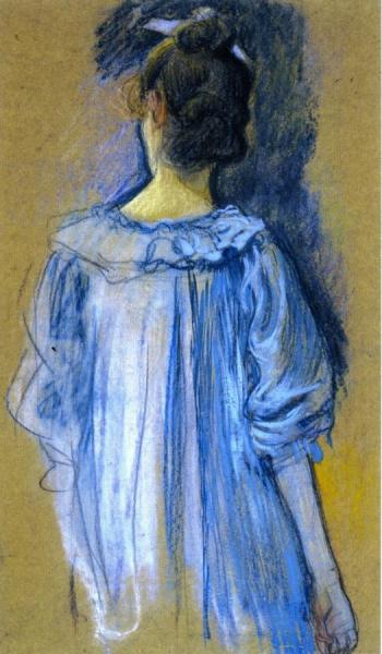 Woman In Blue Seen From Behind by Theo Van Rysselberghe