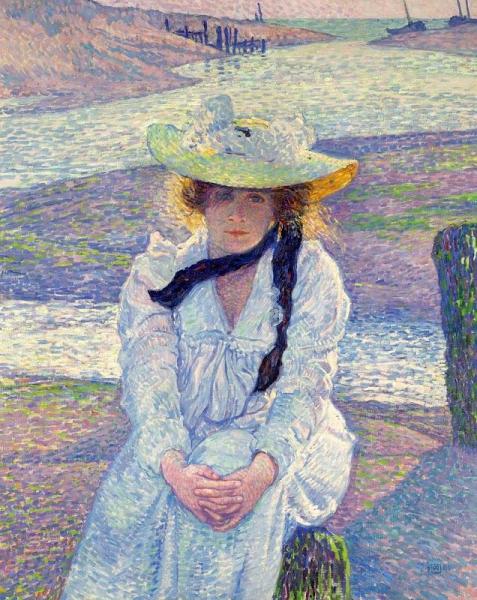 Young Woman On The Sandy Shore by Theo Van Rysselberghe