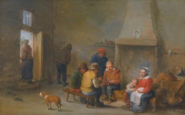 Peasants In An Interior by Théobald Michau