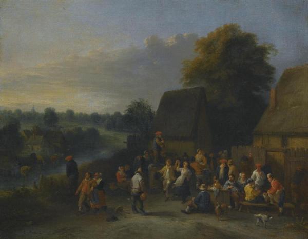 Peasants Merrymaking Outside An Inn by Théobald Michau