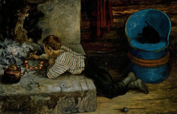 The Ash Lad Poking In The Ashes by Theodor Kittelsen Oil Painting Reproductions