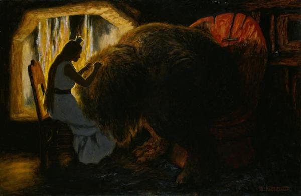 The Princess Picking Lice From The Troll by Theodor Kittelsen Oil Painting Reproductions