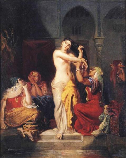 Moorish Woman Leaving The Bath In The Seraglio by Theodore Chasseriau