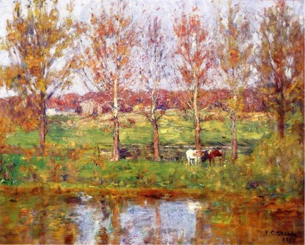 Cows By The Stream by Theodore Clement Steele