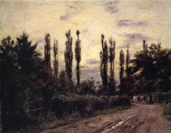Evening, Poplars And Roadway Near Schleissheim by Theodore Clement Steele