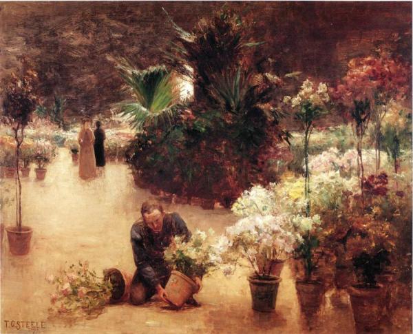Flower Mart by Theodore Clement Steele