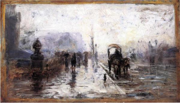 Street Scene With Carriage by Theodore Clement Steele
