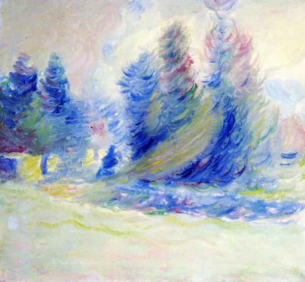 Giverny Trees, Wind, And Snow by Theodore Earl Butler